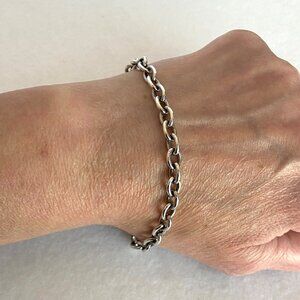 Solid Sterling Silver 925 5.8MM Oval Cable Chain Charm Bracelet 7.75"
